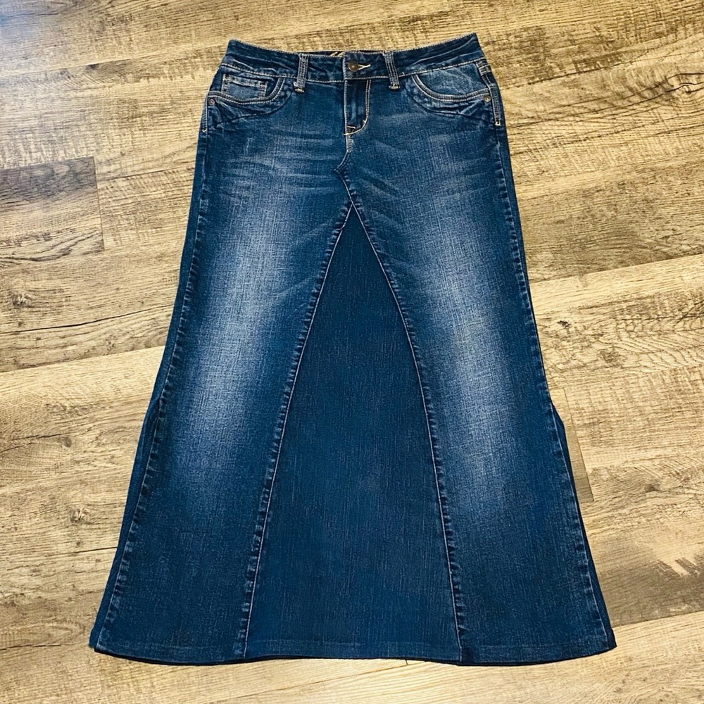 Blue Jean Skirt Handmade Maxi  –Upcycled from dELiA’s Jeans Orig. Size 5/6S